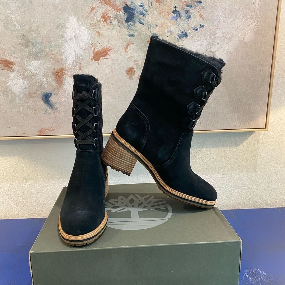 TIMBERLAND - Sienna High Waterproof Mid Boot (Black Suede). Never Worn. Pristine